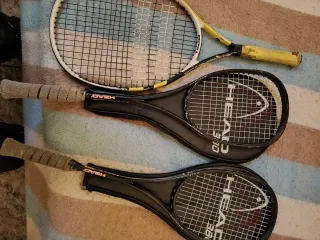 Raquetas de tenis HEAD 380 con funda y Babolat Nad