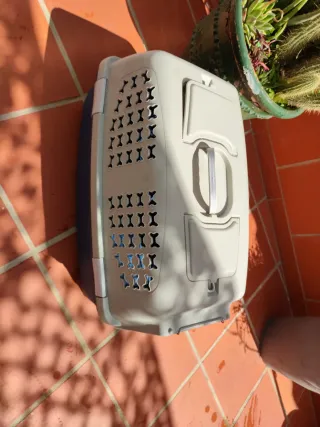 Transportín para mascotas azul y blanco