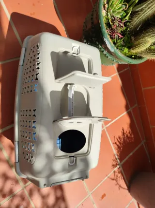 Transportín para mascotas azul y blanco