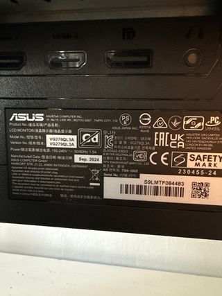 Monitor Asus Nvidia G-Sync Negro