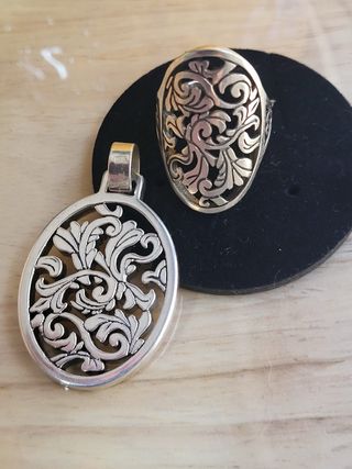 Conjunto Tous Anillo y Colgante Plata