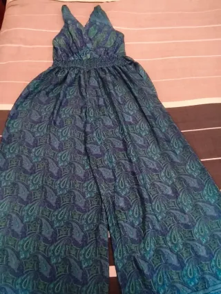 Buzo estampado paisley azul y verde