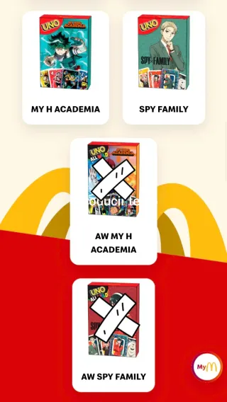 Cartas UNO x Anime McDonalds