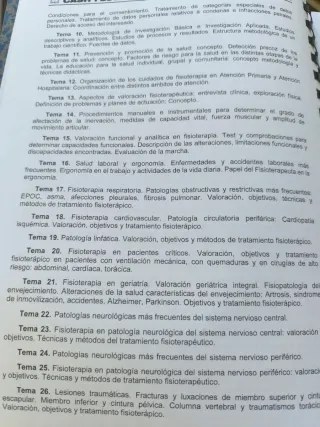 Temario oposiciones fisioterapia