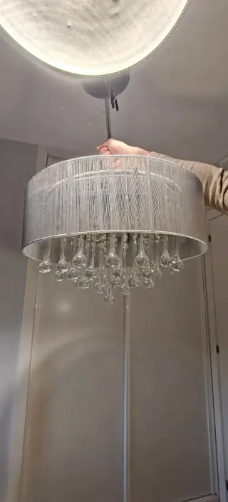 Lámpara colgante con lágrimas de cristal