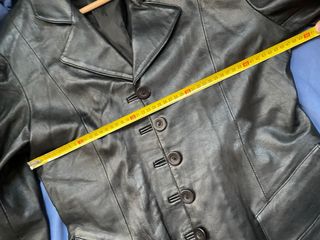 CHAQUETA PIEL VINTAGE! NEGRA GABARDINA REAL LARGA