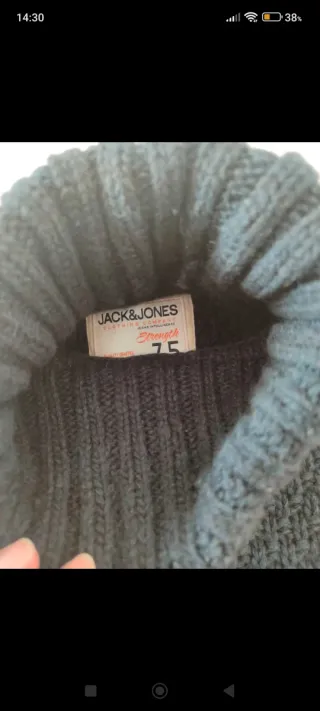 Jersey lana cuello alto azul