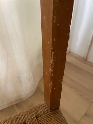 Conjunto 3 sillas madera con trenzado de ratán