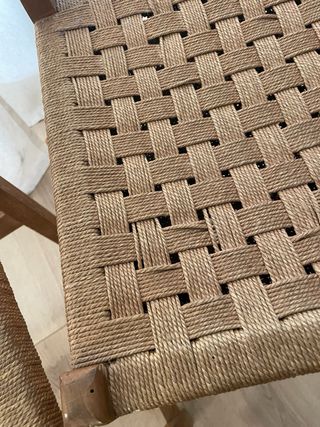 Conjunto 3 sillas madera con trenzado de ratán