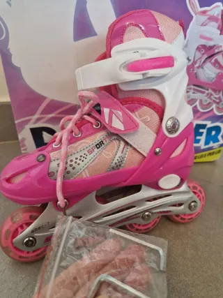 Pattini Rollerblade rosa/fucsia con luci tg. 31-34