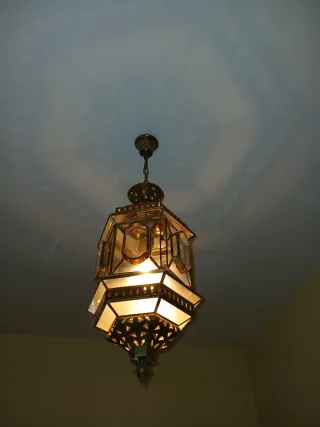 Farol artesanal de techo metal y cristal