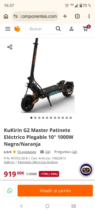 Patinete Eléctrico kukirin G2 máster