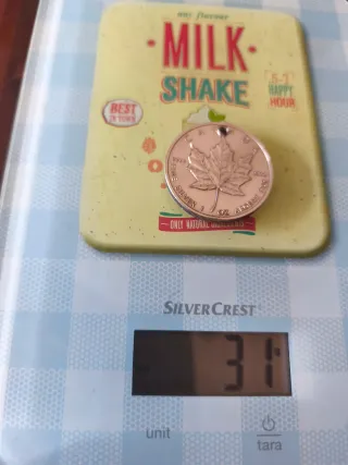 Moneda Plata Pura 9999 Canada Maple Leaf 1oz 1989