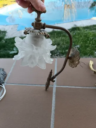 Lámparas antiguas de bronce y vidrio+ regalo