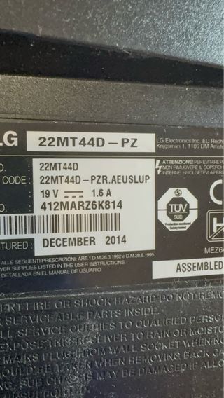 TV LG 22 con cable y mando