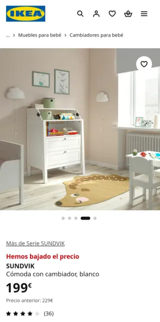 Mueble cambiador bebé blanco