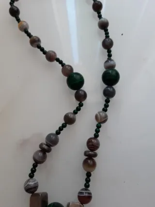 Collar Plata Malaguita Piedras Multicolor