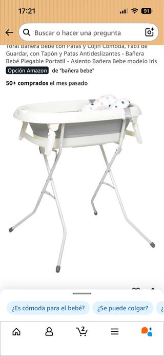 Bañera bebé plegable con patas