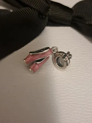 Charm Scarpe da Ballo Rosa Argento