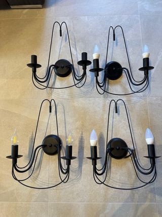 Conjunto lámpara de araña y 4 apliques