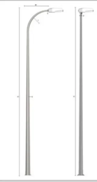 Báculo para farola de metal plateado