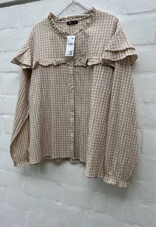 Blusa TEX volantes cuadros XXL