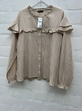 Blusa TEX volantes cuadros XXL