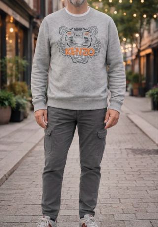 Sudadera Kenzo Tiger XL Gris Naranja