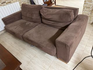 Sofá 2 plazas amplio marrón
