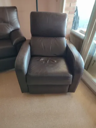 Sofá de piel marrón 2 plazas