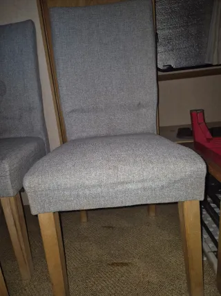 4 Sillas Comedor Tapizadas Tela gris,