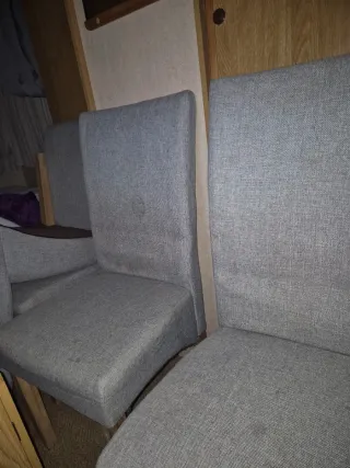 4 Sillas Comedor Tapizadas Tela gris,