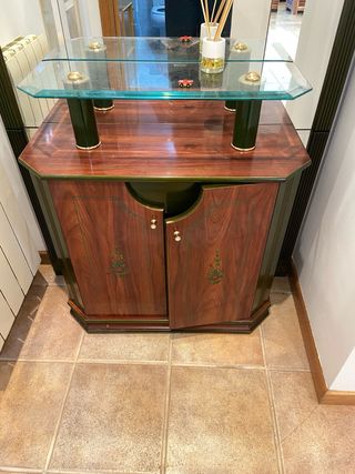 Mueble de entrada madera y cristal