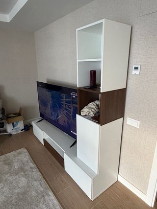 Mueble TV Blanco y Marrón 200cm