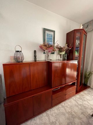 Mueble modular salón madera de cerezo