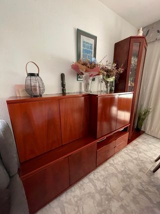 Mueble modular salón madera de cerezo