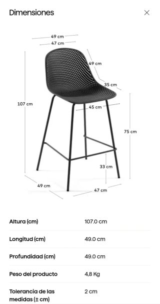 2 taburetes Kave Home Quinby. (precio set)