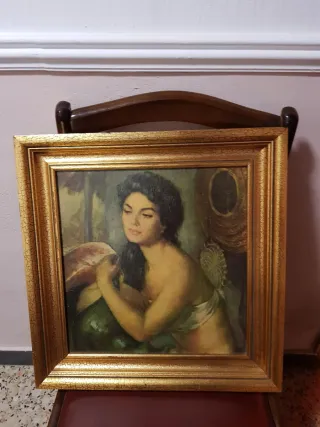 3 Cuadros Antiguos Marco Dorado 50x40