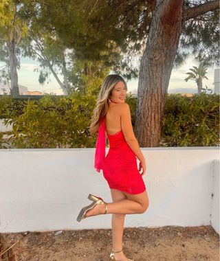 Vestido Zara Rosa/Vermelho Tamanho S