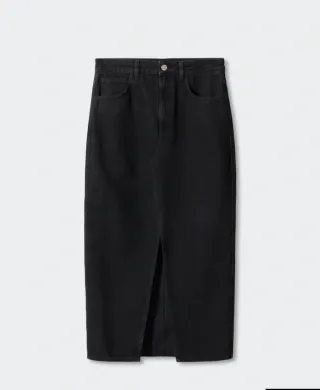 Falda vaquera larga negra con abertura