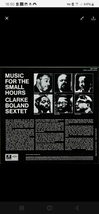 Vinilo Clarke Boland Sextett Music for the Small