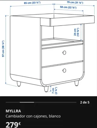 Cómoda cambiador MYLLRA blanco