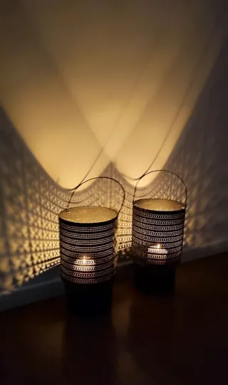 2 faroles metálicos negro mate