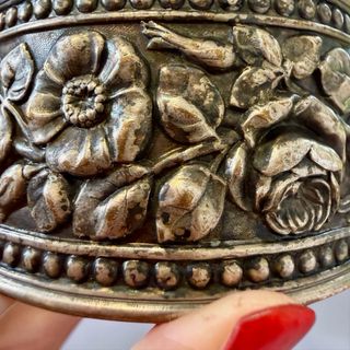 Bracciale antico placcato argento fiori