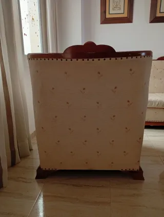 Sofá y 2 sillones tela y madera