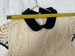 Vestido Zara encaje negro y beige T.38