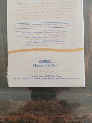 Moneda EUROPA 1999 1 Euro = 6,55957 Francs