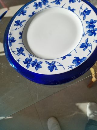 7 Bajoplatos vidrio Azul La Oca 33cm