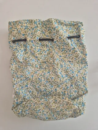 Borsa O bag secchiello teal con interno floreale