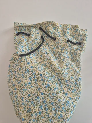 Borsa O bag secchiello teal con interno floreale